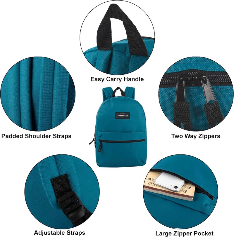 Trailmaker Classic 17 inch Backpacks with Adjustable Padded Straps | School Backpacks for Girls, Boys (Blue) - Image 2